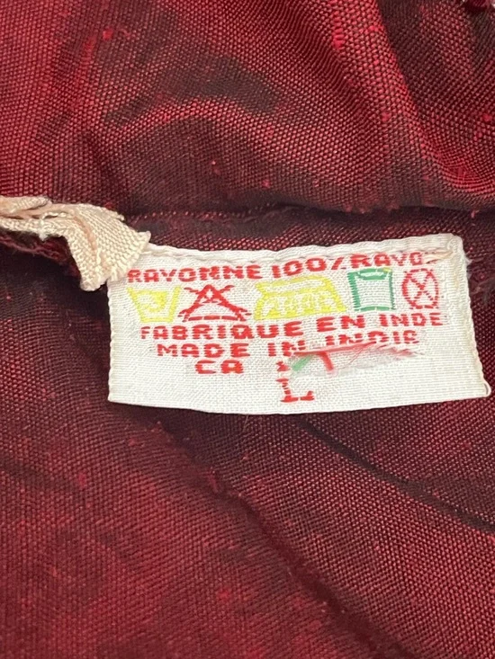 Y2K Red Boho Peasant Top Fairy Grunge Tie Front Off Shoulder Blouse India Size L - Picture 6 of 8